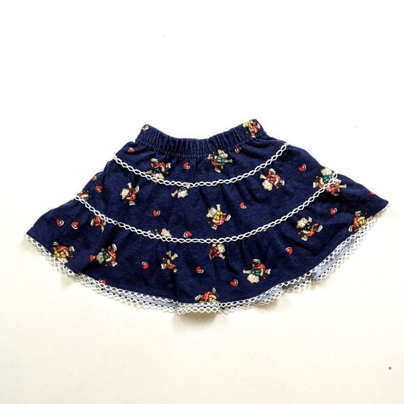 Vintage Skirt Girls Size 2T Bear Printed Navy Twirly - Picture 1 of 4